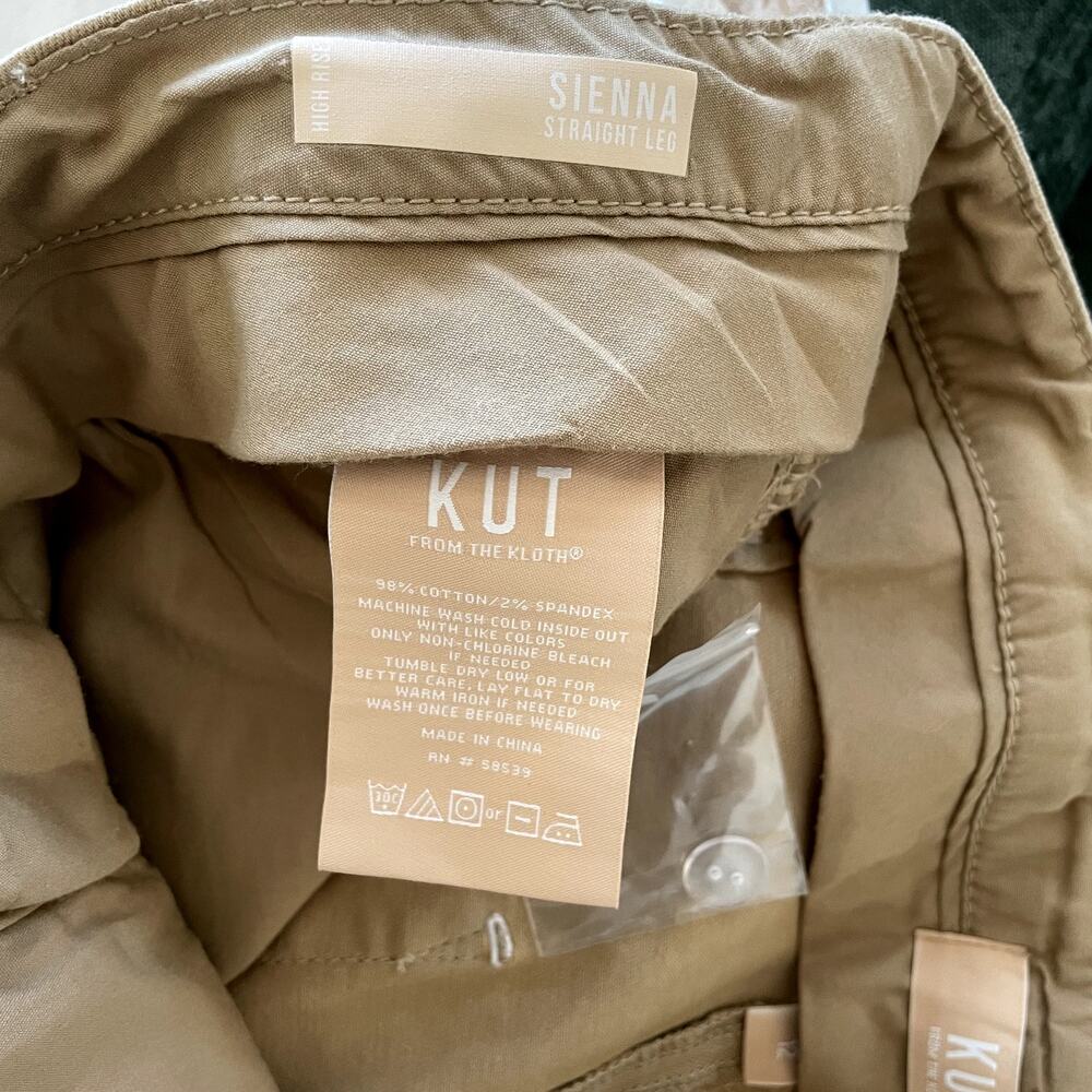 Kut From the Kloth Sienna High-Rise Rolled Hem Khaki Pants 12 Preppy Minimalist - Picture 8 of 9